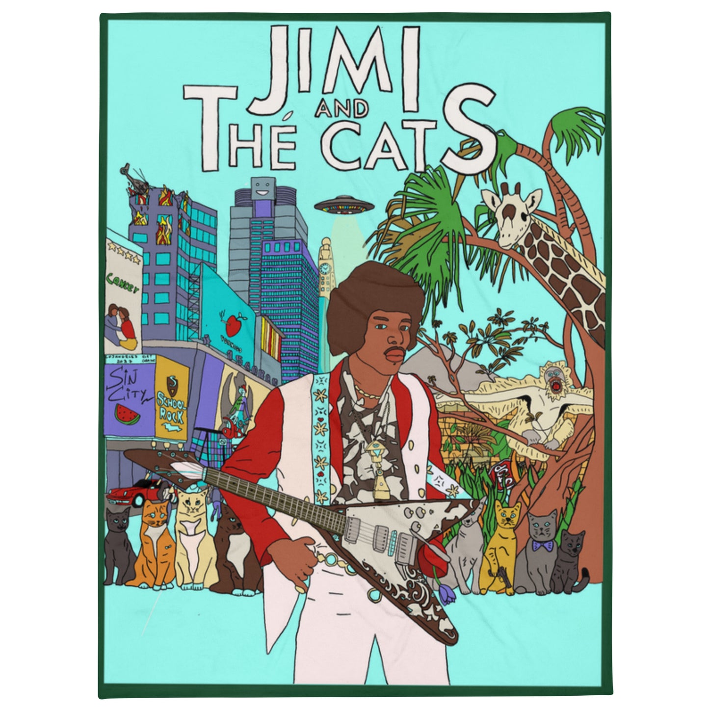 Jimi And The Cats Throw Blanket